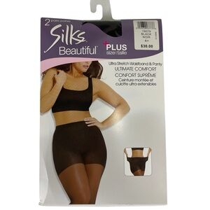 Silks Beautiful 2 Pairs Plus Size Black Ultra Stretch Sheer Pantyhose Size 4+